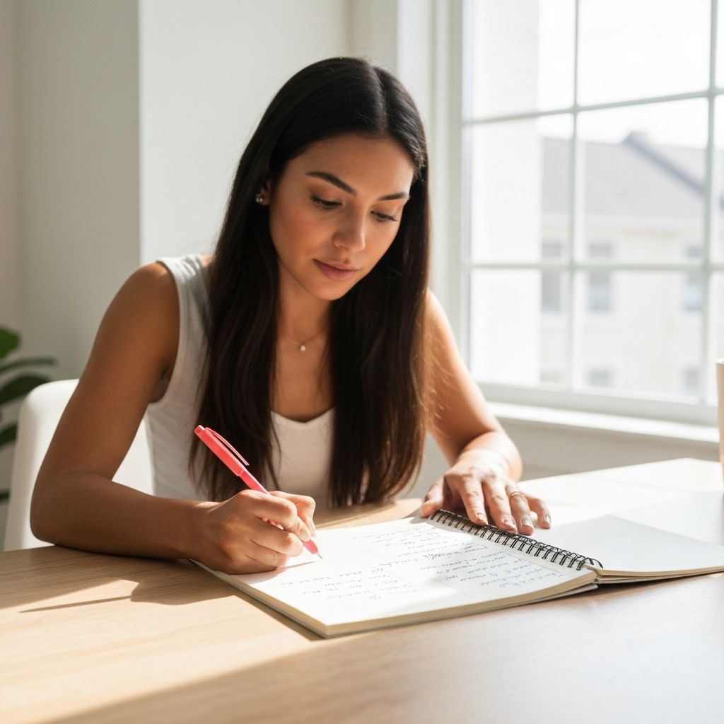 Person plant Mahlzeiten mit Notizbuch